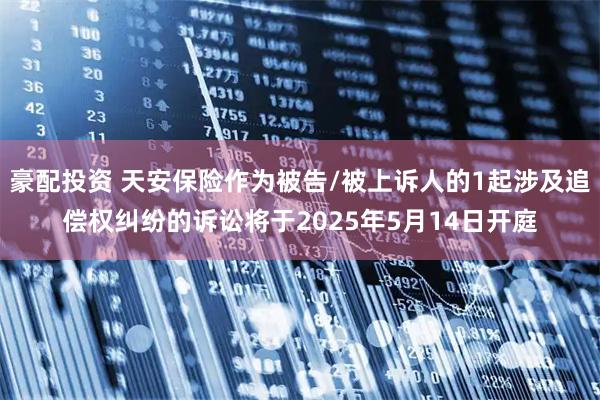 豪配投资 天安保险作为被告/被上诉人的1起涉及追偿权纠纷的诉讼将于2025年5月14日开庭